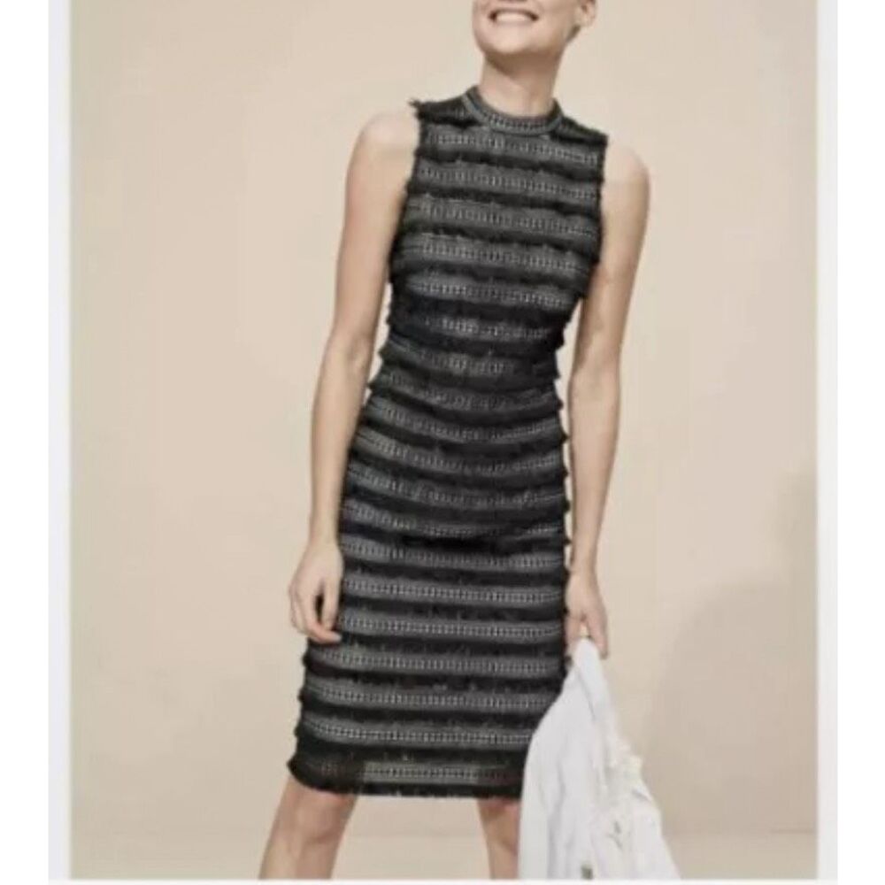 J. Crew Black Striped Sleeveless Sheath Dress